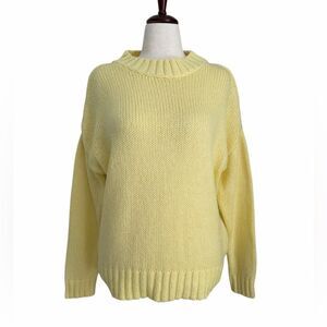 French Connection Sweater M Buttery Yellow Chunky Mohair Blend Oversized Trendy